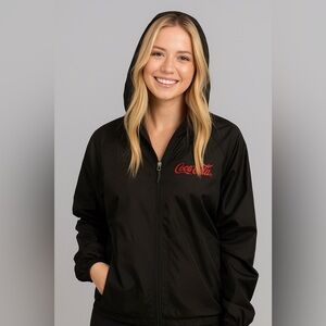 Brand New Official Coca Cola Jacket Women’s Windbreaker Size Large Black